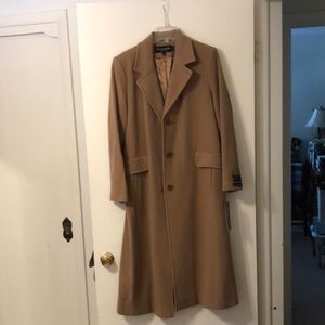 Full length camel coat with tags from Macy’s never worn